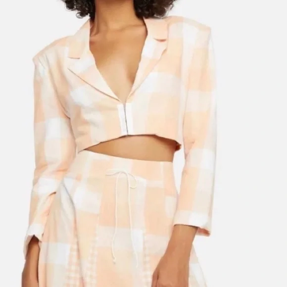 For Love And Lemons EUGENIE CROP BLAZER TANGERINE ORANGE - Picture 8 of 11